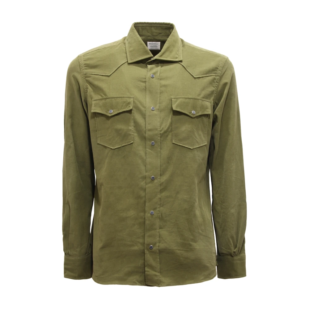Mazzarelli Men's Green Velvet Shirt Italian Style