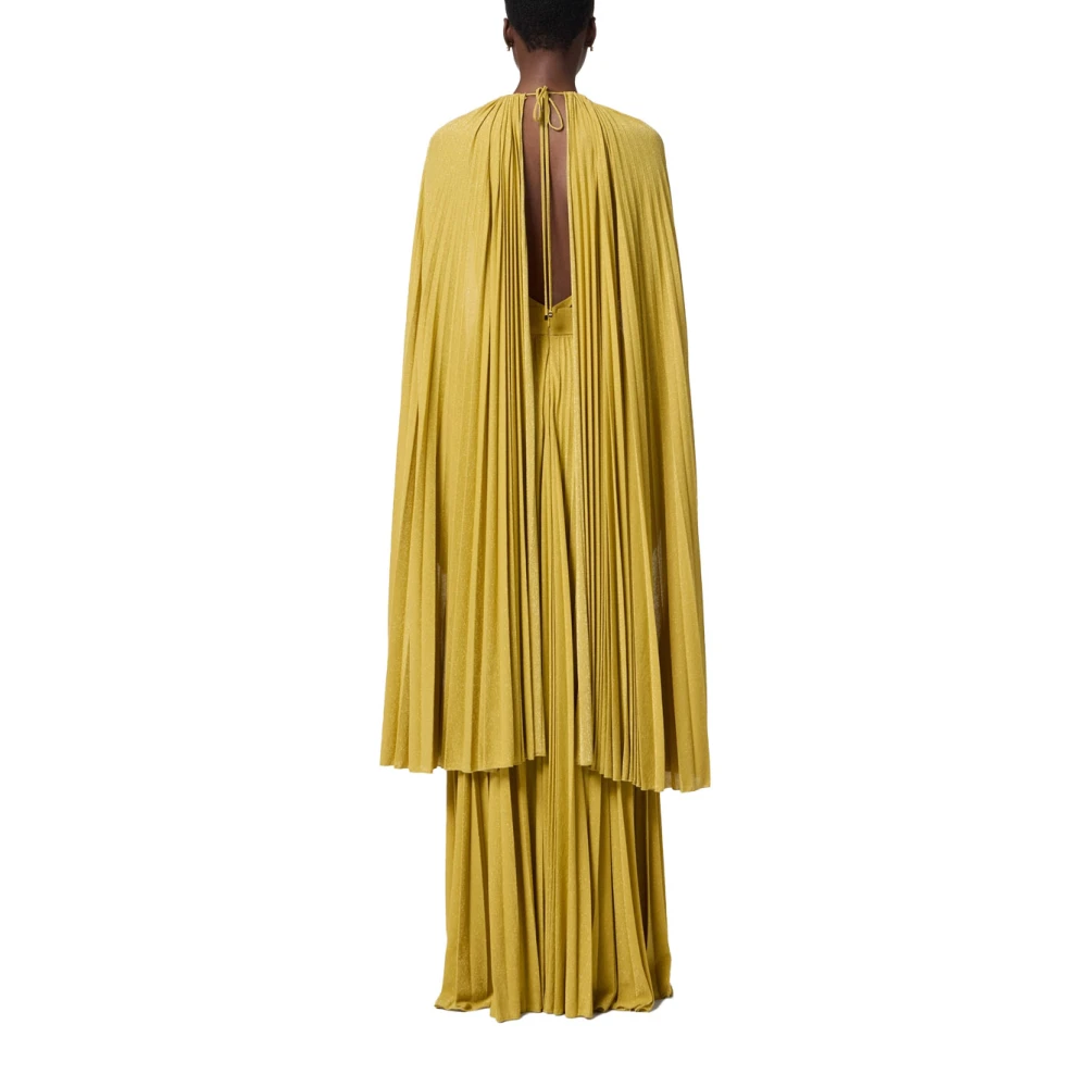 Elisabetta Franchi Elegante Geplooide Jersey Jurk Yellow Dames