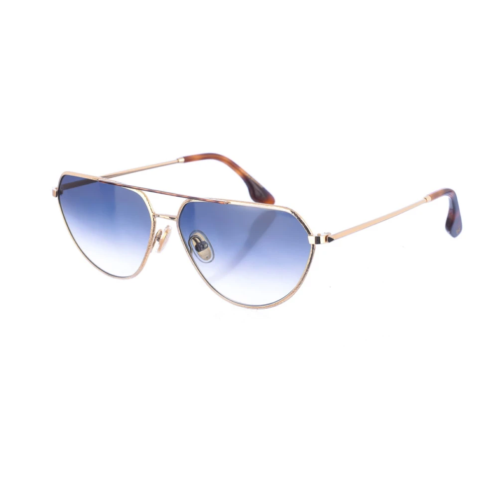 Victoria Beckham Women's Blue Sunglasses, One Size, Sunglasses, Gold-Havana Rectangular Style