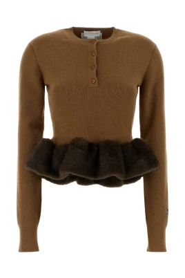 Fff Trim Wool Crew Neck Jumper