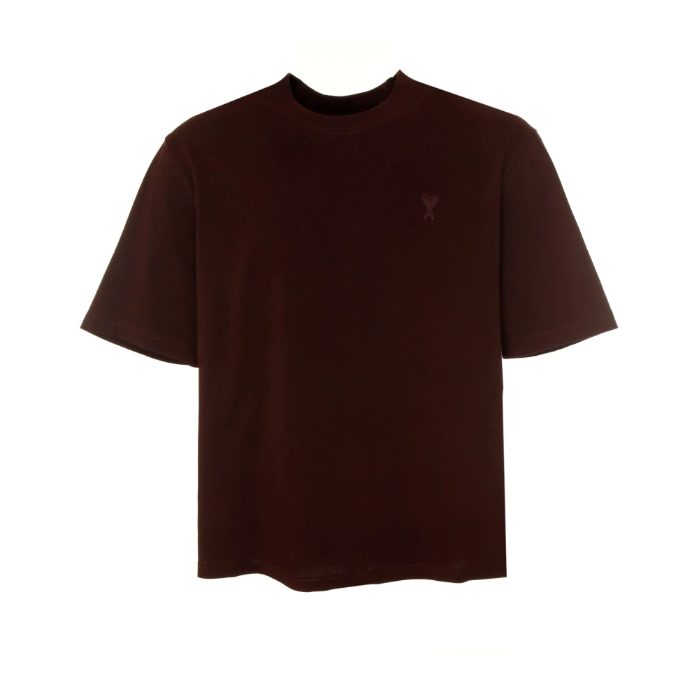 Ami Paris Rib T-shirt met labelstiksels Purple Heren