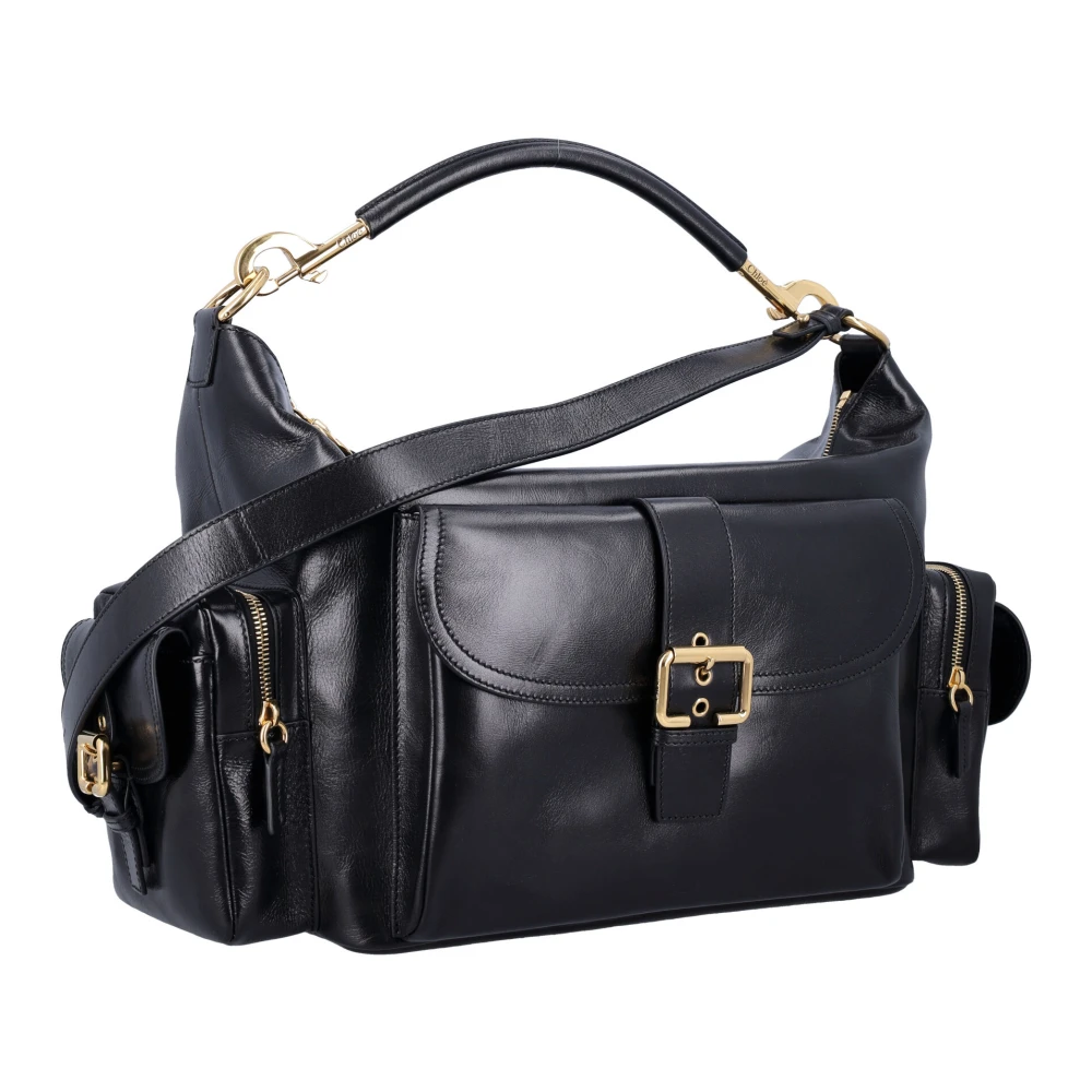 Chloé Zwarte Glanzend Leren Cameratas Black Dames