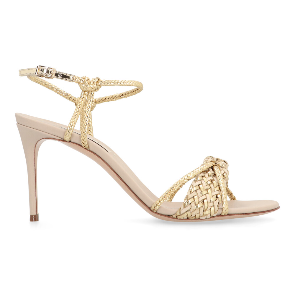 サンダル・ミュール Casadei Stiletto Heel Sandals With Crystal Bands Casadei Stiletto Heel Sandals With Crystal Bands In Gold