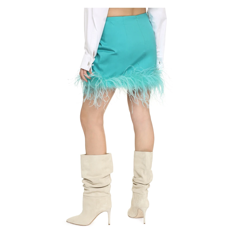 Giuseppe Di Morabito Katoenen Minirok met Struisvogelveren Blue Dames