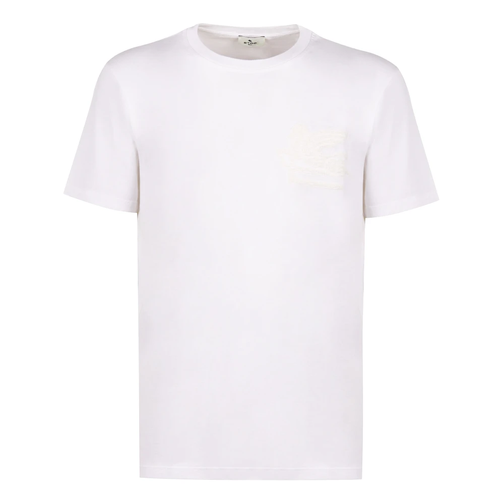 ETRO Geribbelde kraag crew-neck T-shirt White Heren