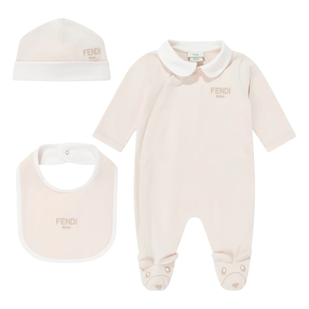Fendi Unisex Kids Beige Logo Babygrow Set - Kids Sets - 1 M - Kids