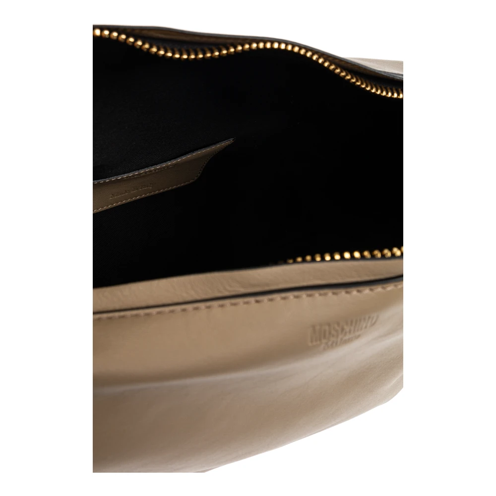 Moschino Leren schoudertas Beige Dames