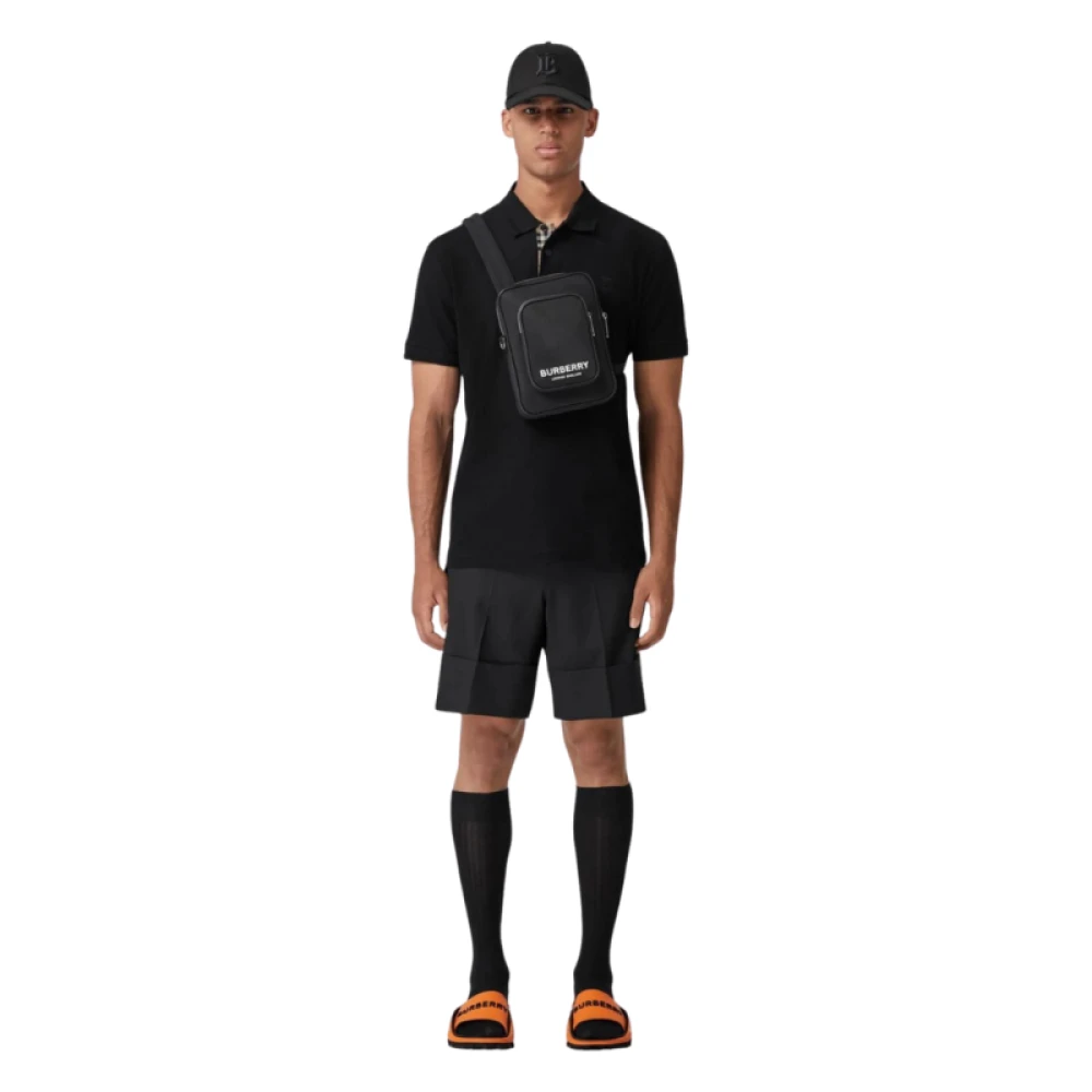 Burberry Katoenen polo met korte mouwen en Monogram Logo Black Heren
