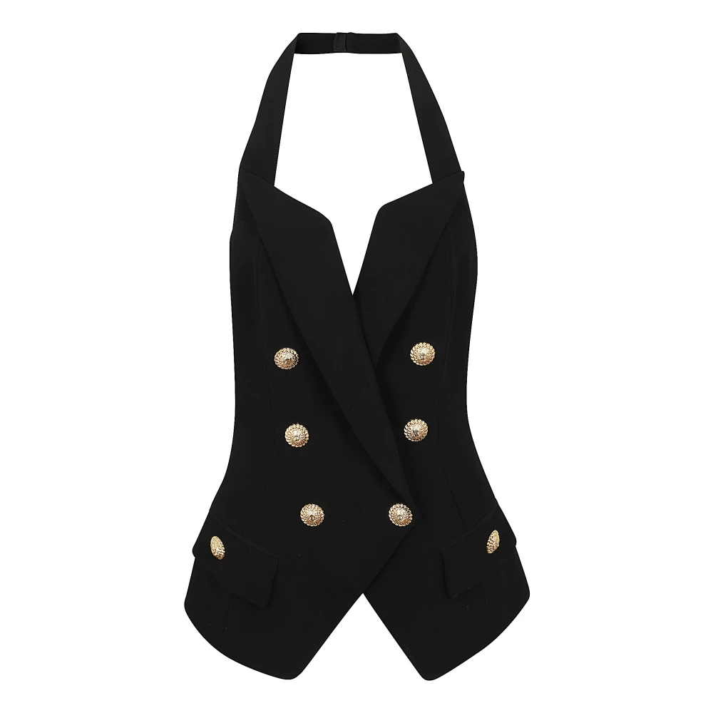Balmain Zwarte getailleerde top Black Dames