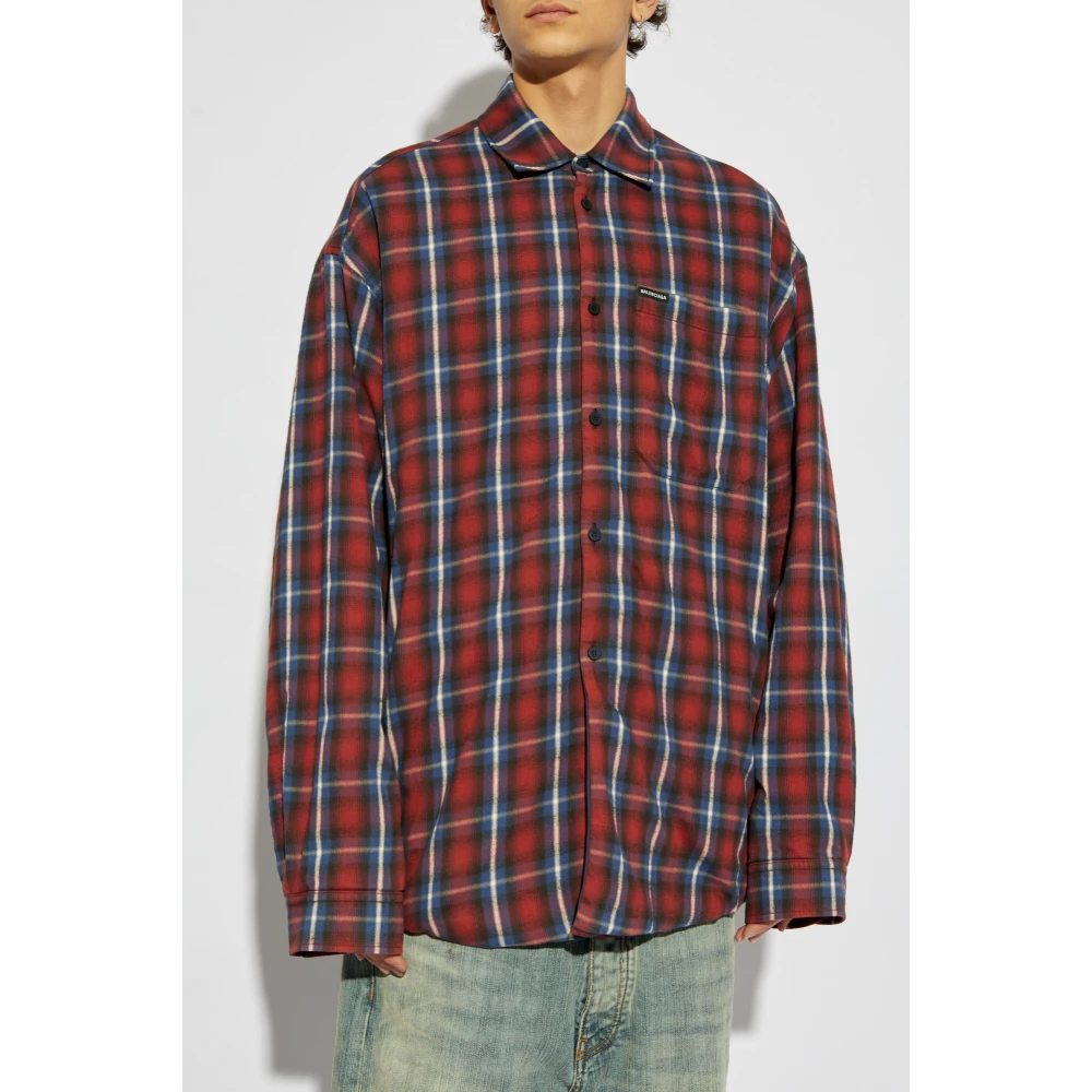 Balenciaga Geruit patroon overhemd Red Heren