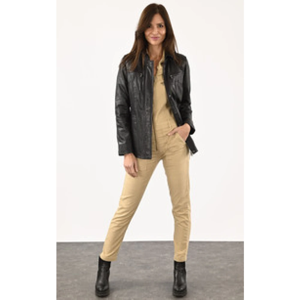 La Canadienne Zwarte Leren Comfort Vest Eco-Vriendelijk Black Dames