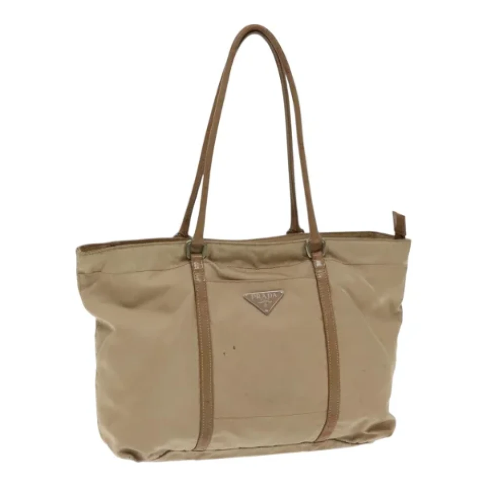 Prada Vintage Pre-owned Nylon prada-bags Beige Dames