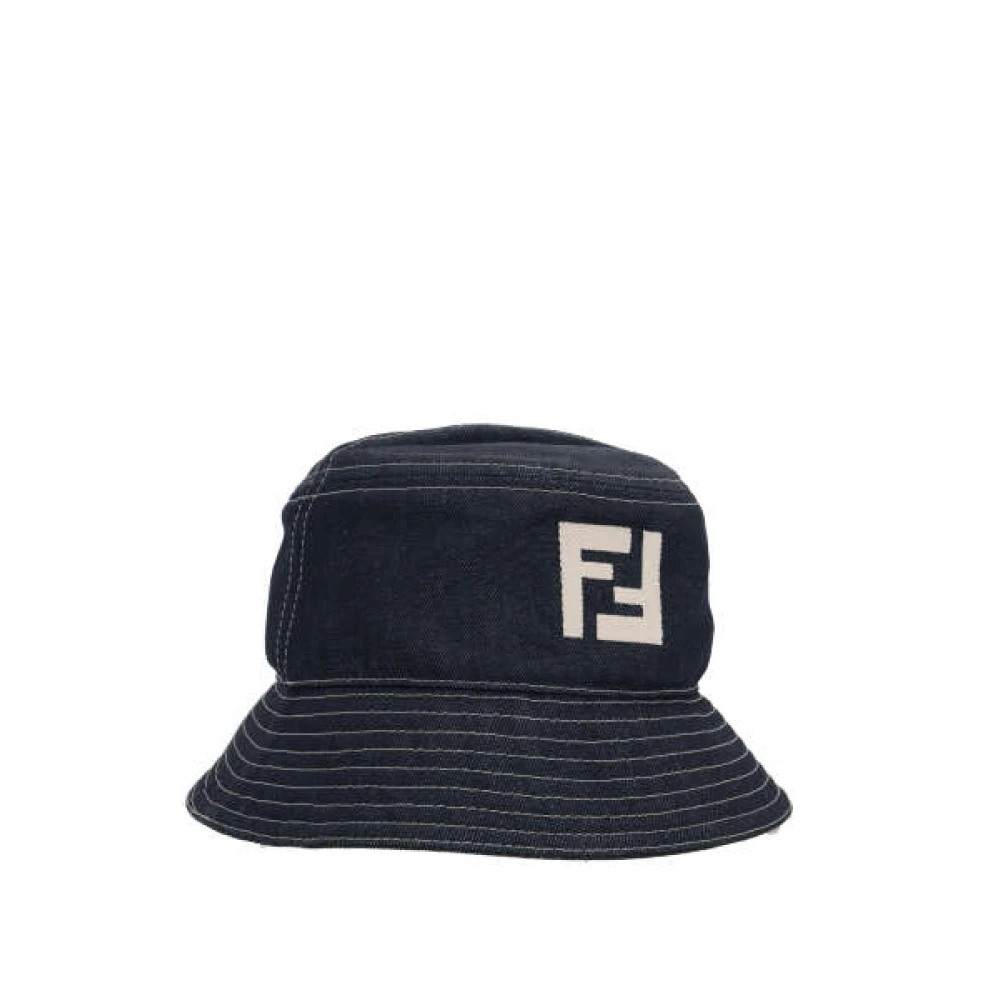 Fendi Blauw Katoen Denim Sjaal met FF Logo Blue Heren