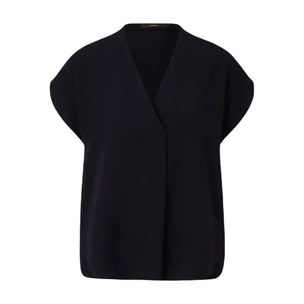 Windsor Crepe Blouse Top Blue Dames