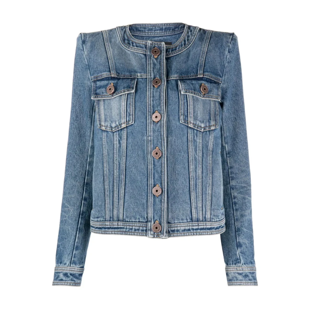 Balmain Blå Denim Casual Jacka Blue, Dam