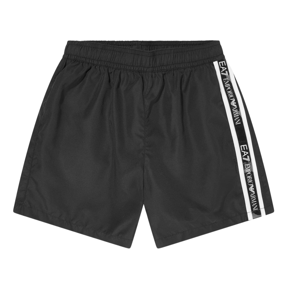 Emporio Armani Ea7 Boys Black Logo Tape Swim Shorts - Kids Swimming Trunks - 16 Y - Kids