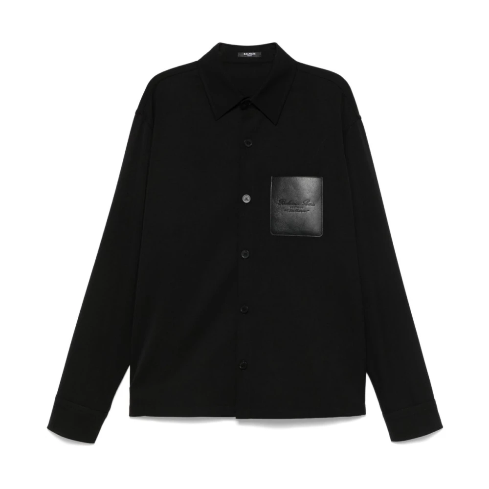 Balmain Zwarte Knoopshirt Klassieke Stijl Black Heren