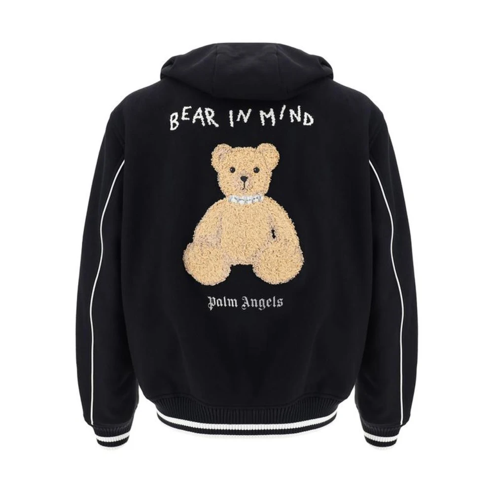 Palm Angels Bear Detail Hooded Varsity Jack Black Heren