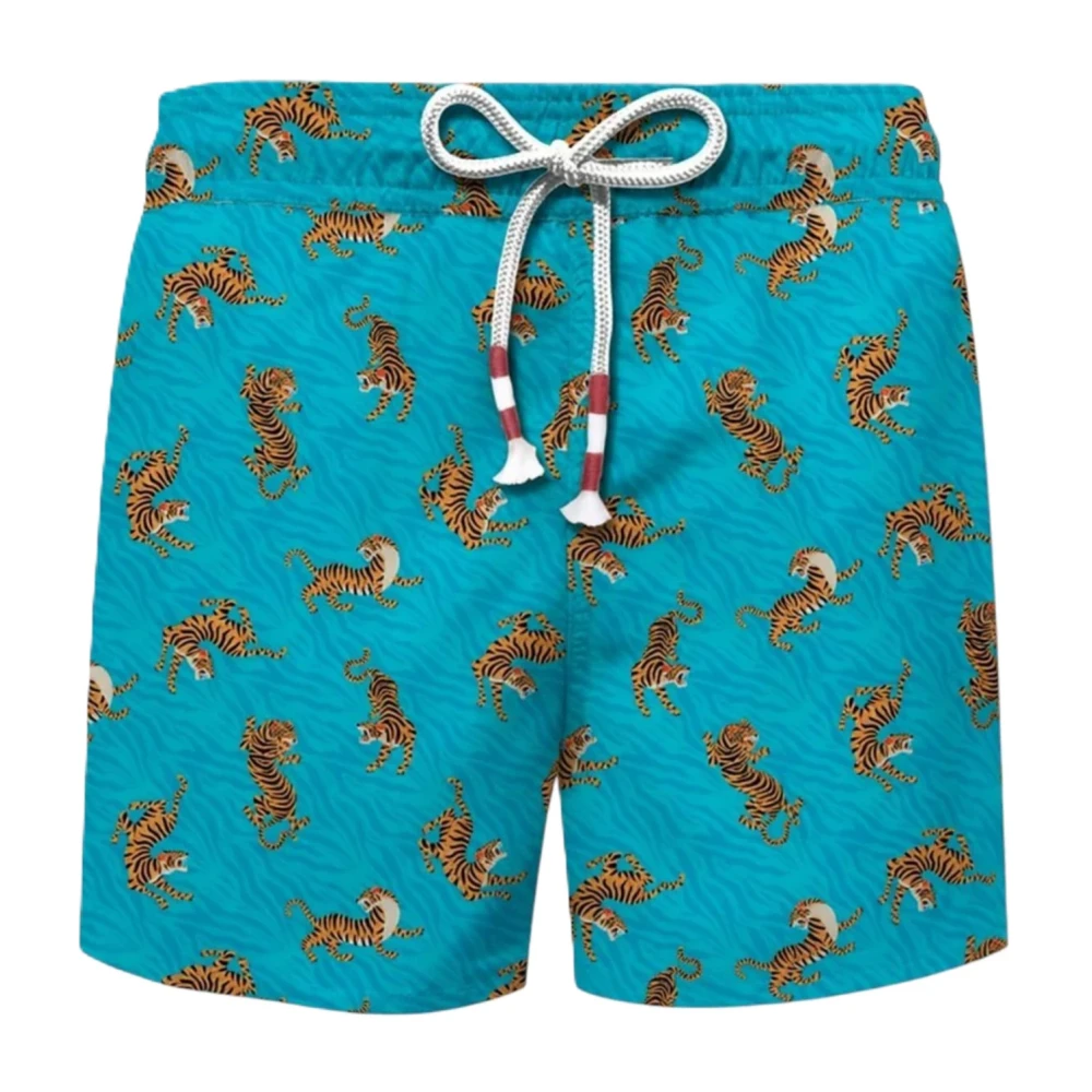 Mc2 Saint Barth Men's Blue Beachwear, L, Lighting Ultralight Print Swimsuit