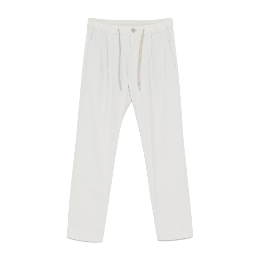 Herno Lichtgrijze Broek met Elastische Tailleband en Trekkoord White Heren