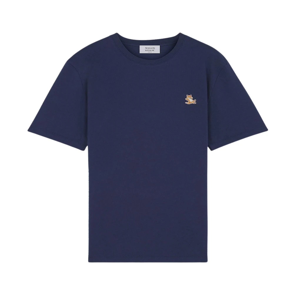 Maison Kitsuné Vos Katoenen T-Shirt Blue Heren