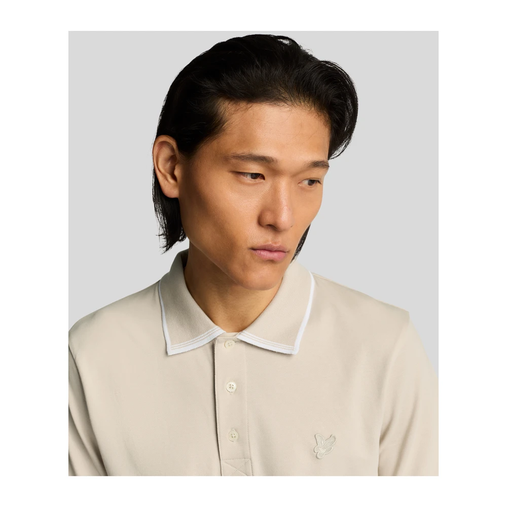 Lyle & Scott SS Polo Shirts Tipped Superfine Polo Shirt Beige Heren