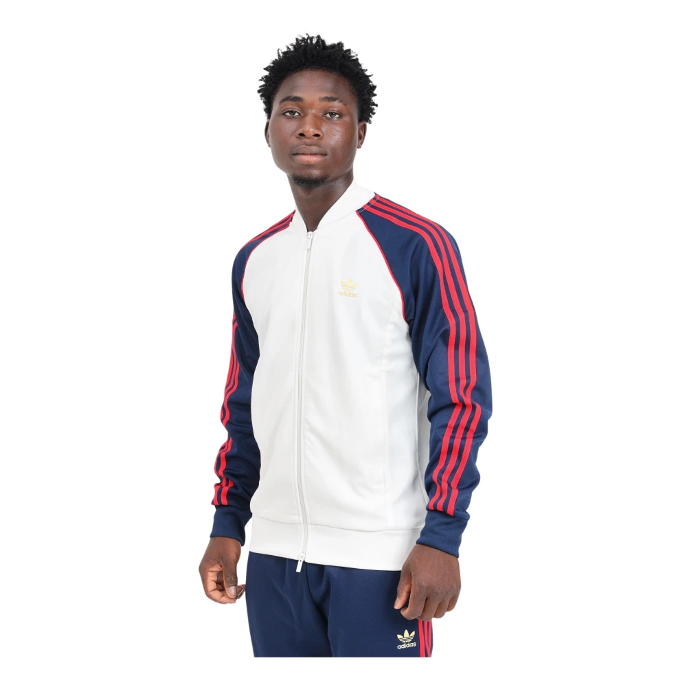 Adidas Originals Klassisk SST Zip Sweatshirt Kräm Blå Multicolor, Herr