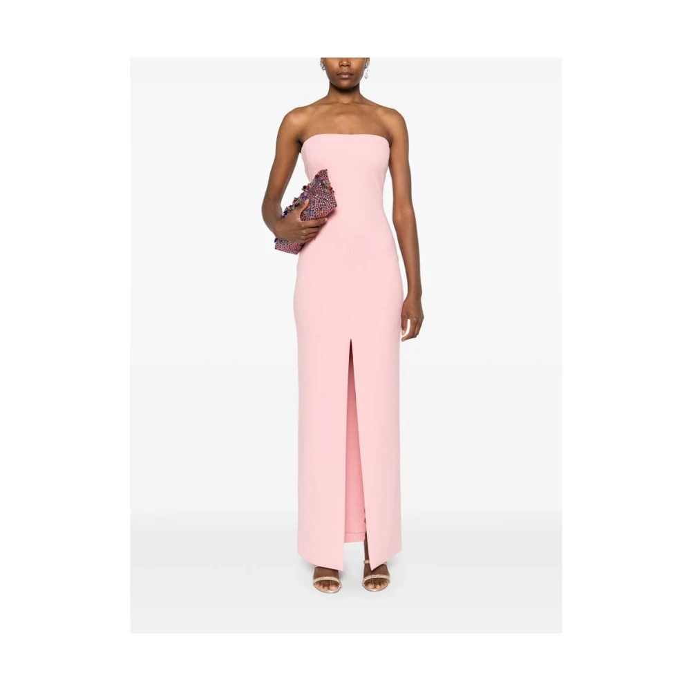 Solace London Roze Strapless Crepe Jurk met Split Pink Dames