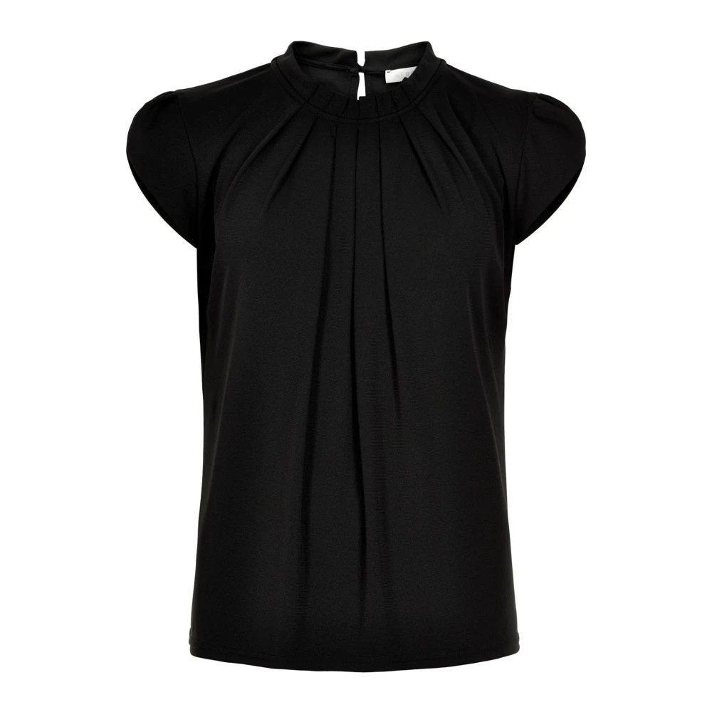 In Front Women's Black Blouses, S, Ruffle Detail Blouse