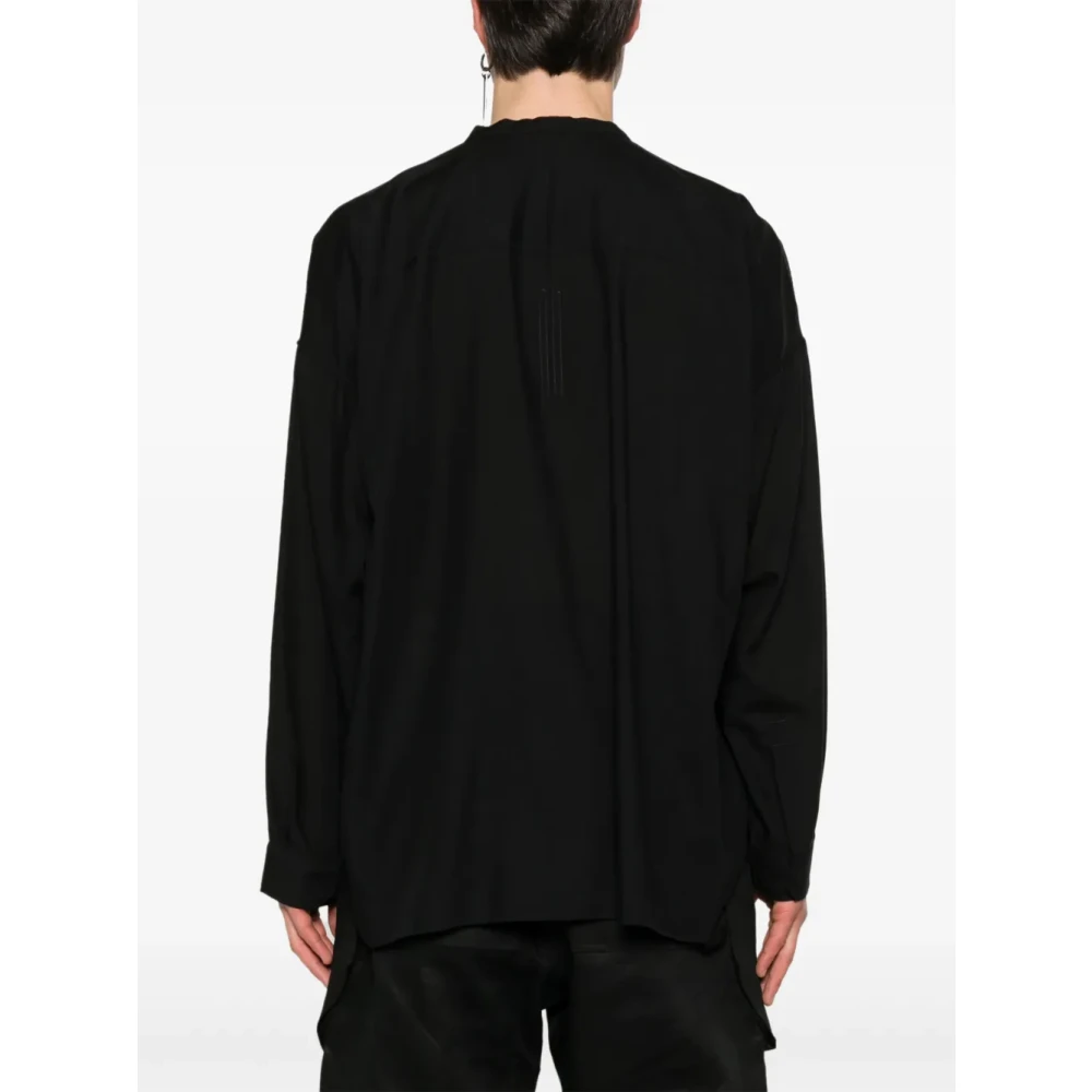 Rick Owens Zwart V-Hals Wollen Shirt Black Heren
