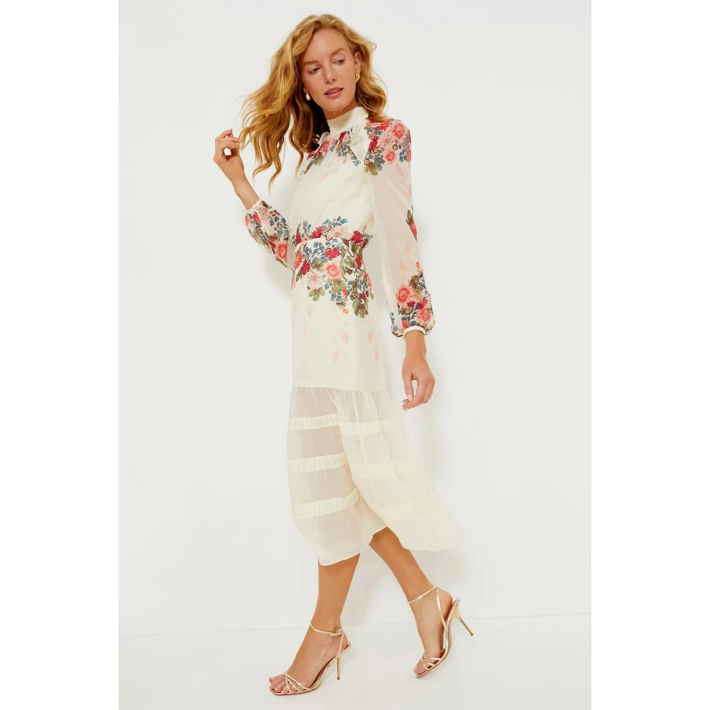 Saloni Jardine Cream Jacqui C Jurk White Dames