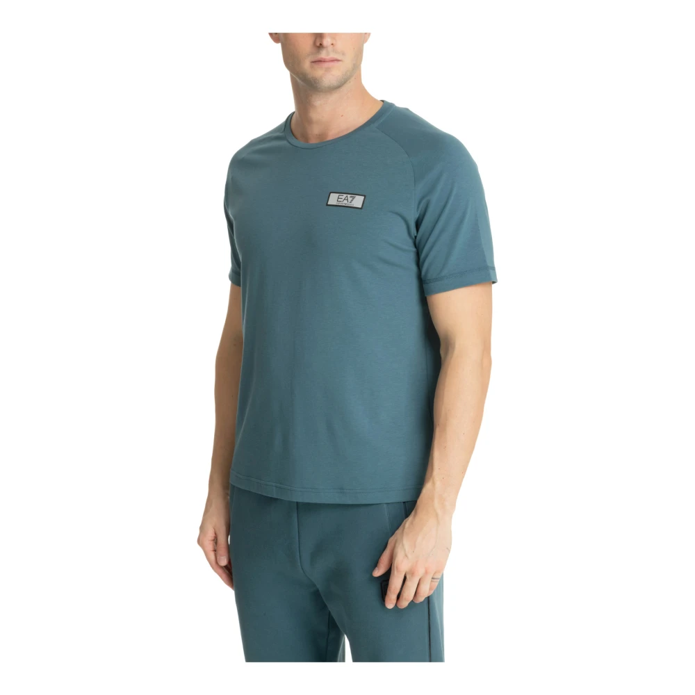 Emporio Armani EA7 Effen Logo T-shirt Blue Heren
