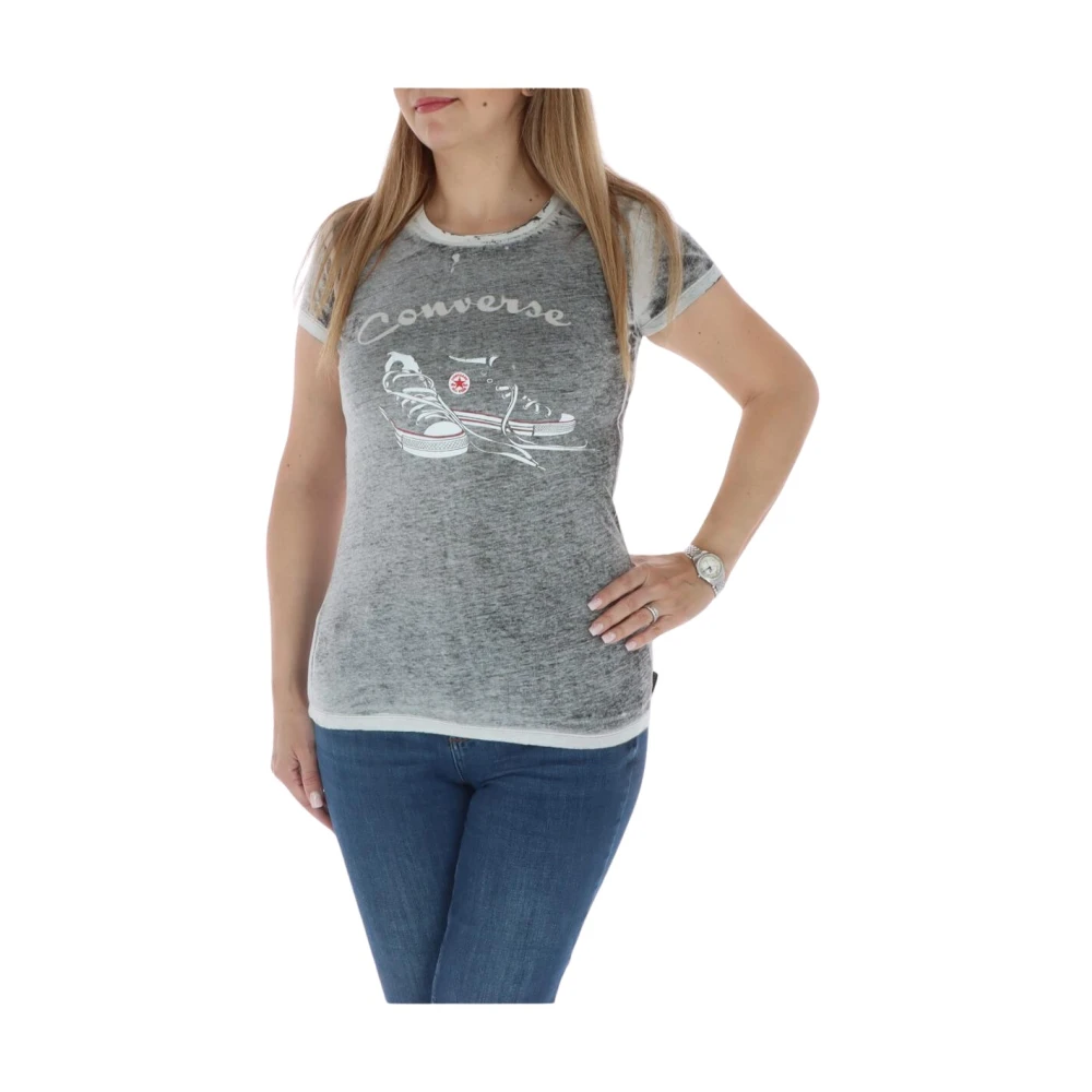 Converse Women's Gray Graphic Tee Short Sleeve Crew Neck