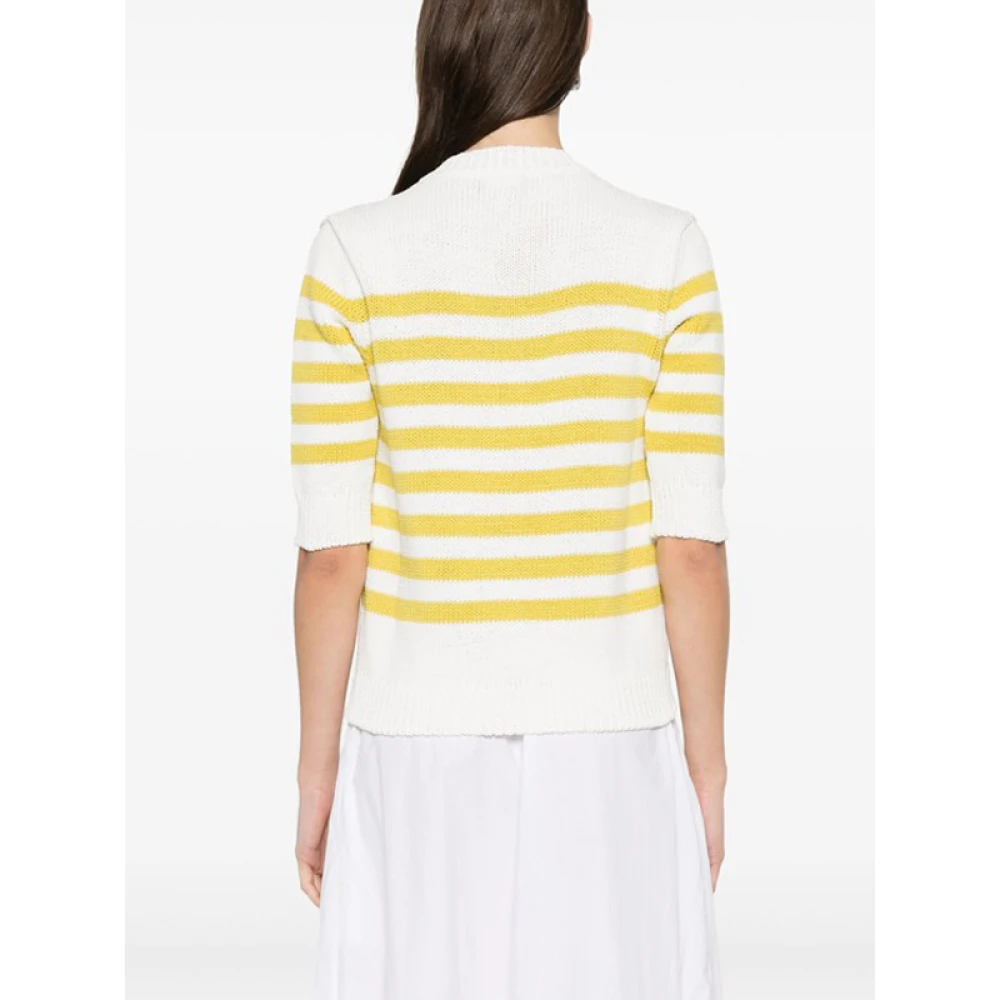 Fabiana Filippi Gestreepte Vest met Voorknoopsluiting White Dames