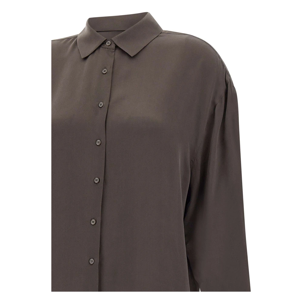 IRO Zijden Chocolade Shirt met Lange Mouwen Brown Dames