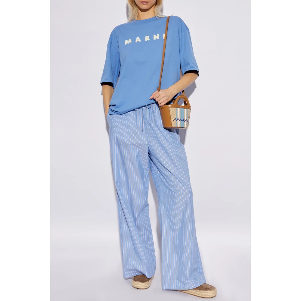 Marni Katoenen broek met gestreept patroon Blue Dames
