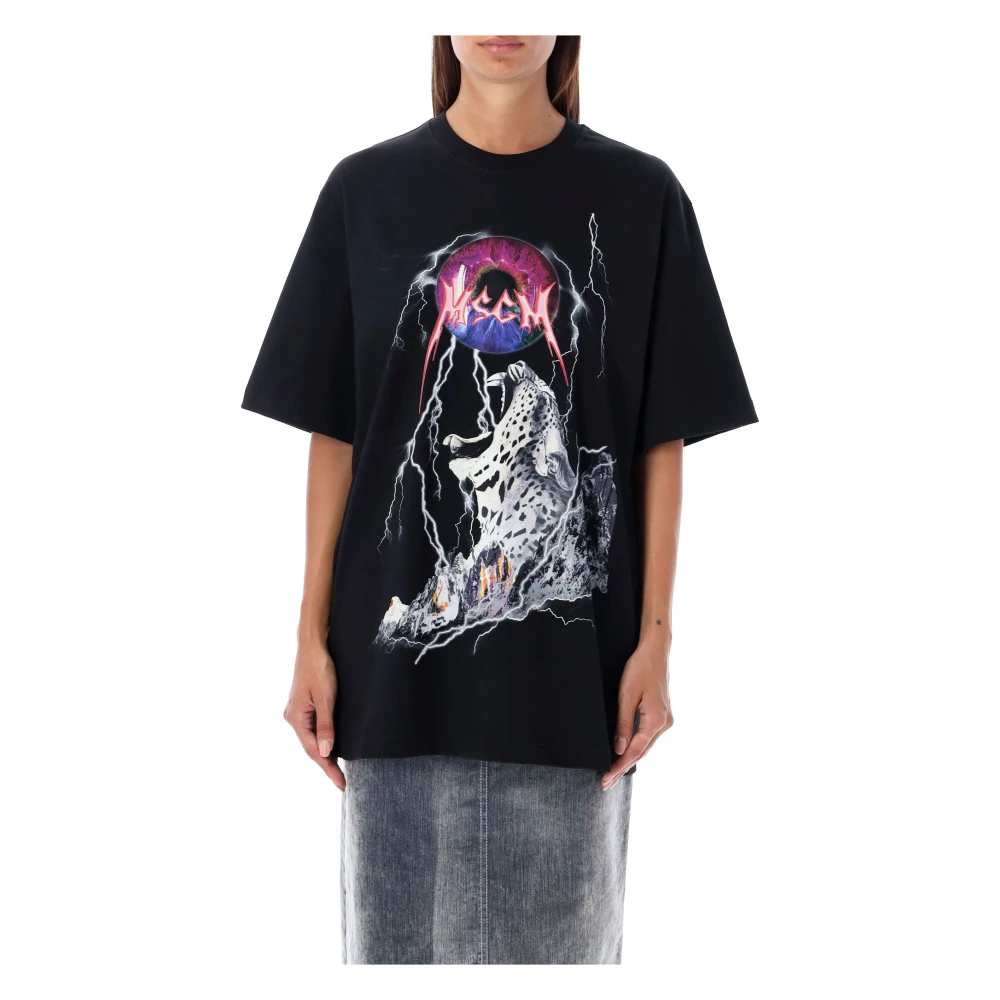 Msgm Panther Rock T-Shirt Black Dames