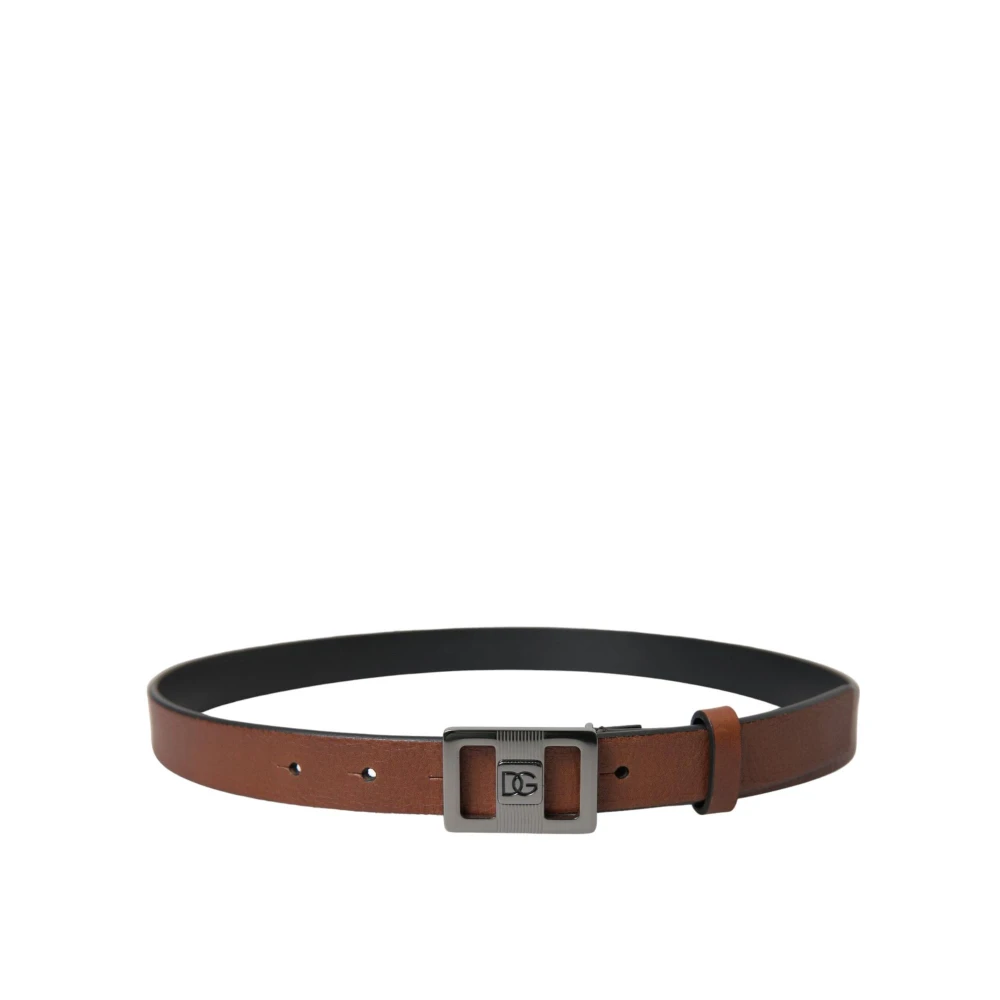 Dolce & Gabbana Donkerbruine Leren Riem met Metalen Gesp Brown Dames