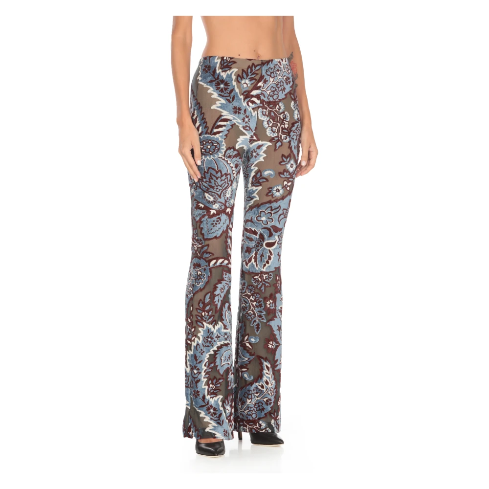 ETRO Lichtblauwe Bloemenpatroon Elastische Taillebroek Blue Dames