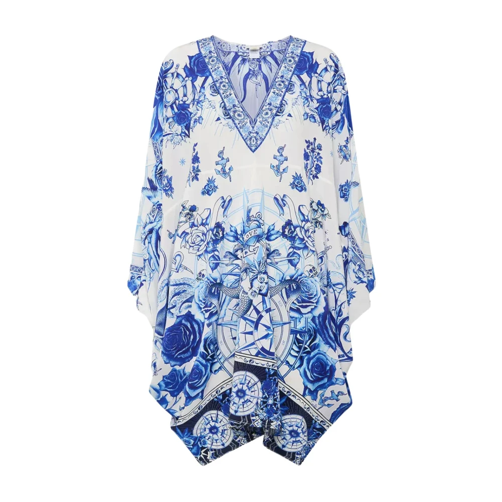 Camilla Witte Strandtuniek Blauw Patroon Blue Dames