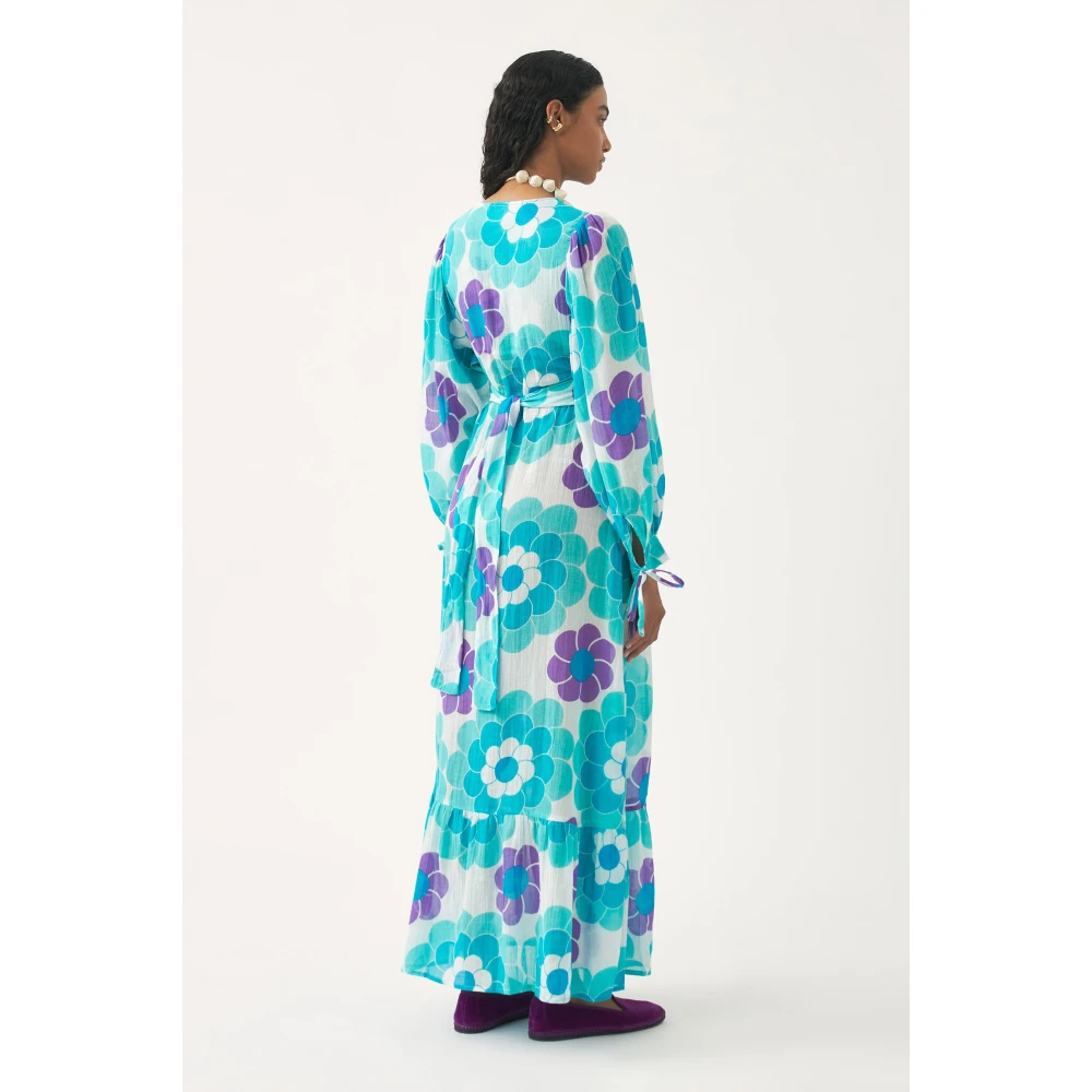 Antik batik Print maxi jurk Suny Blue Dames
