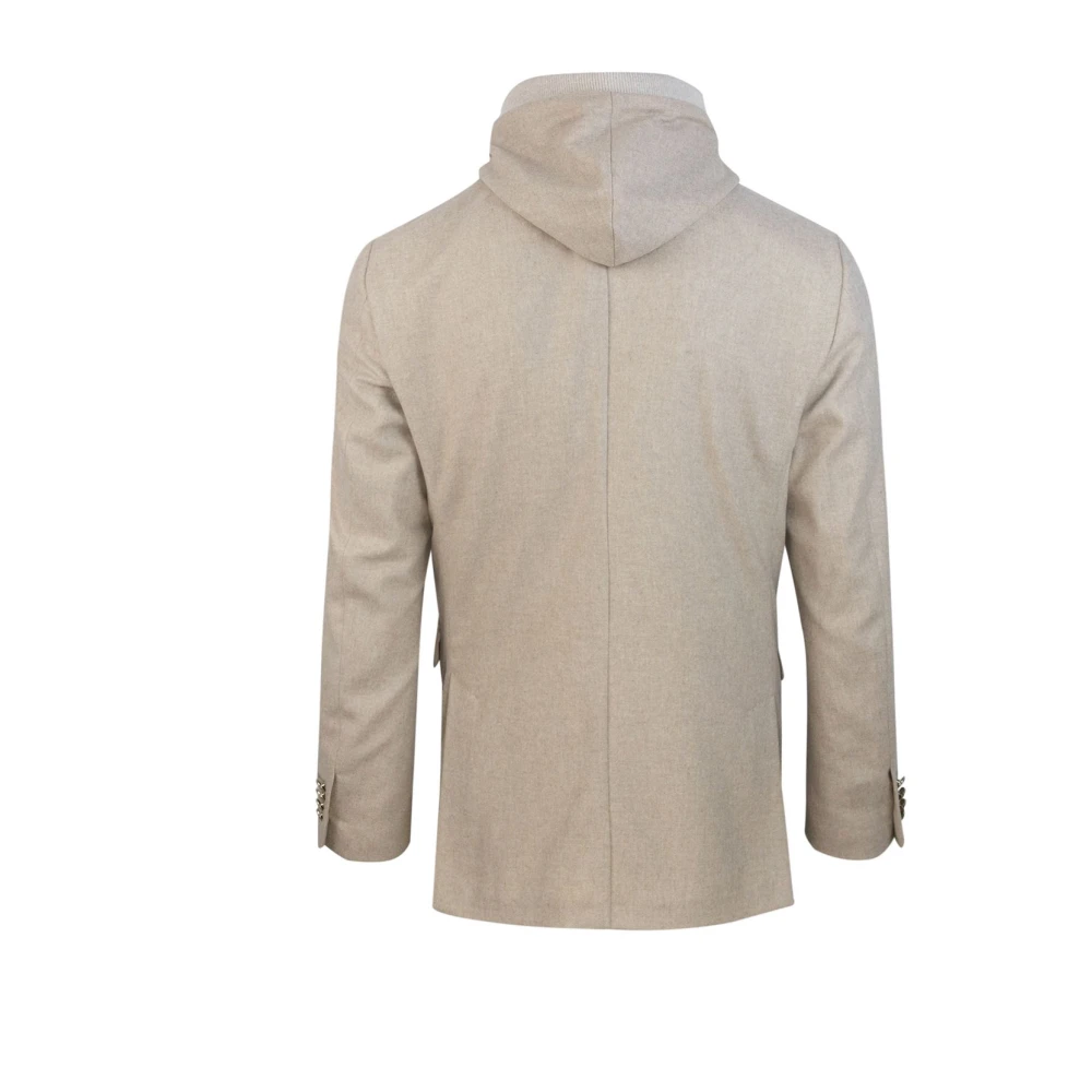Eleventy Hooded Jacket met volledige rits Beige Heren