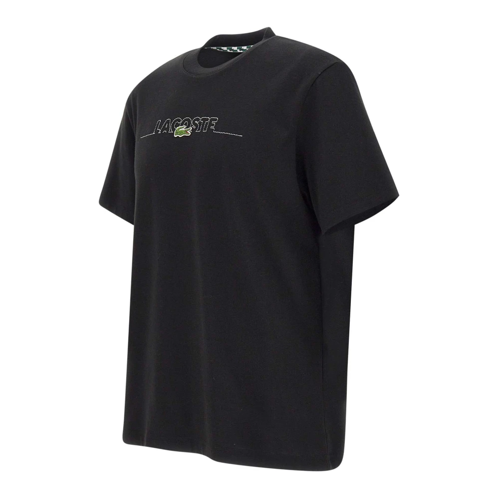 Lacoste Zwarte Katoenen T-shirt met Logo Black Heren