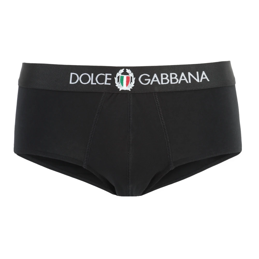 Dolce & Gabbana Logo Elastische Katoenen Slipjes Black Heren