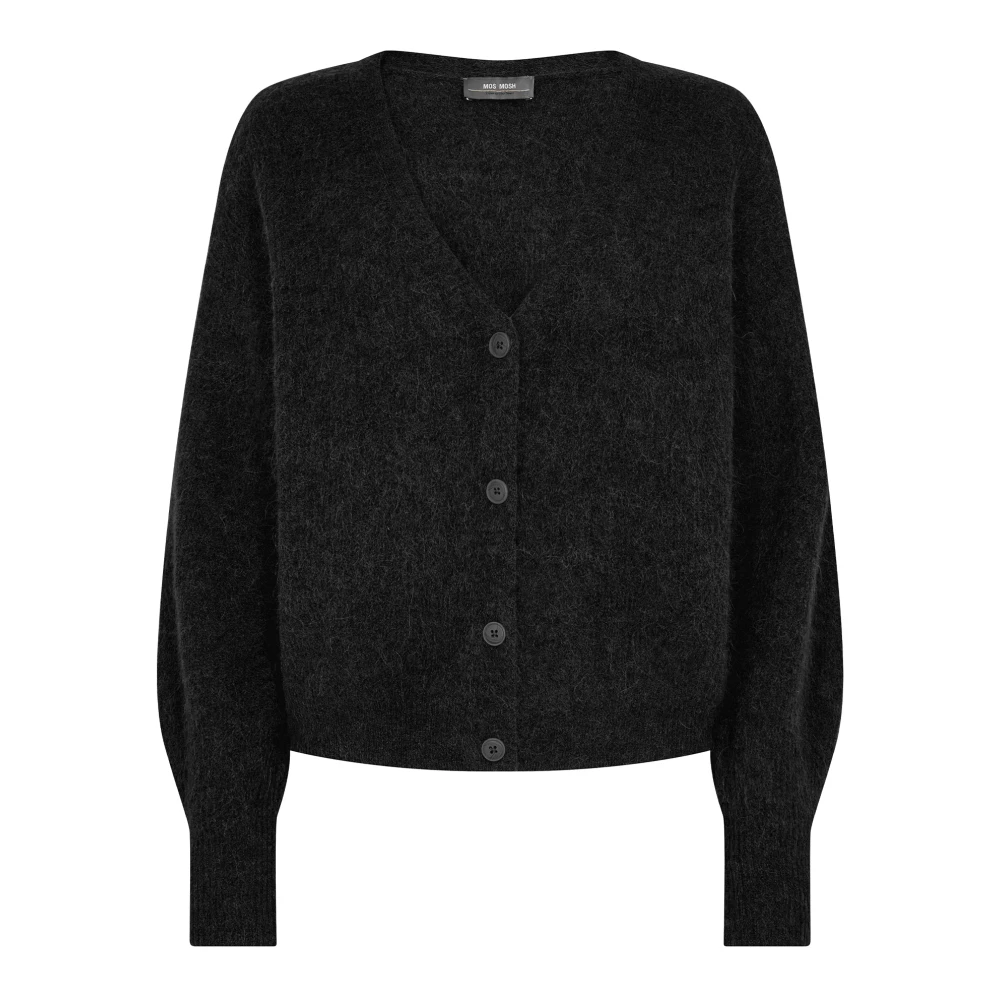 Mos Mosh Black Cardigans, Female, L, V-Neck Knit Cardigan