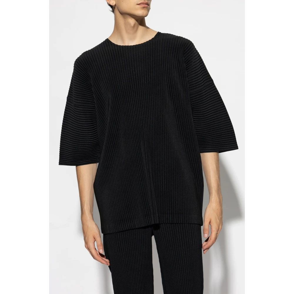 Issey Miyake Geplooide T-shirt Black Heren