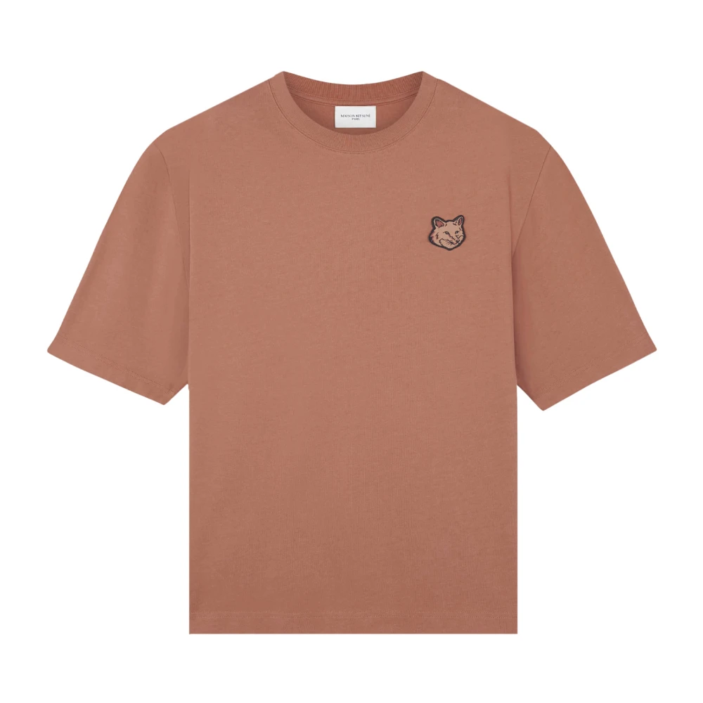 Maison Kitsuné Fox Head Patch Katoenen T-shirt Brown Heren