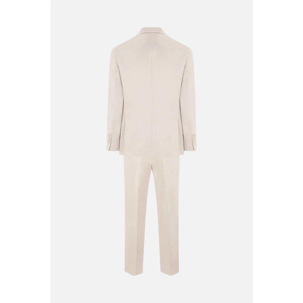 BRUNELLO CUCINELLI Beige Katoen Kasjmier Tweedelig Pak Pink Heren