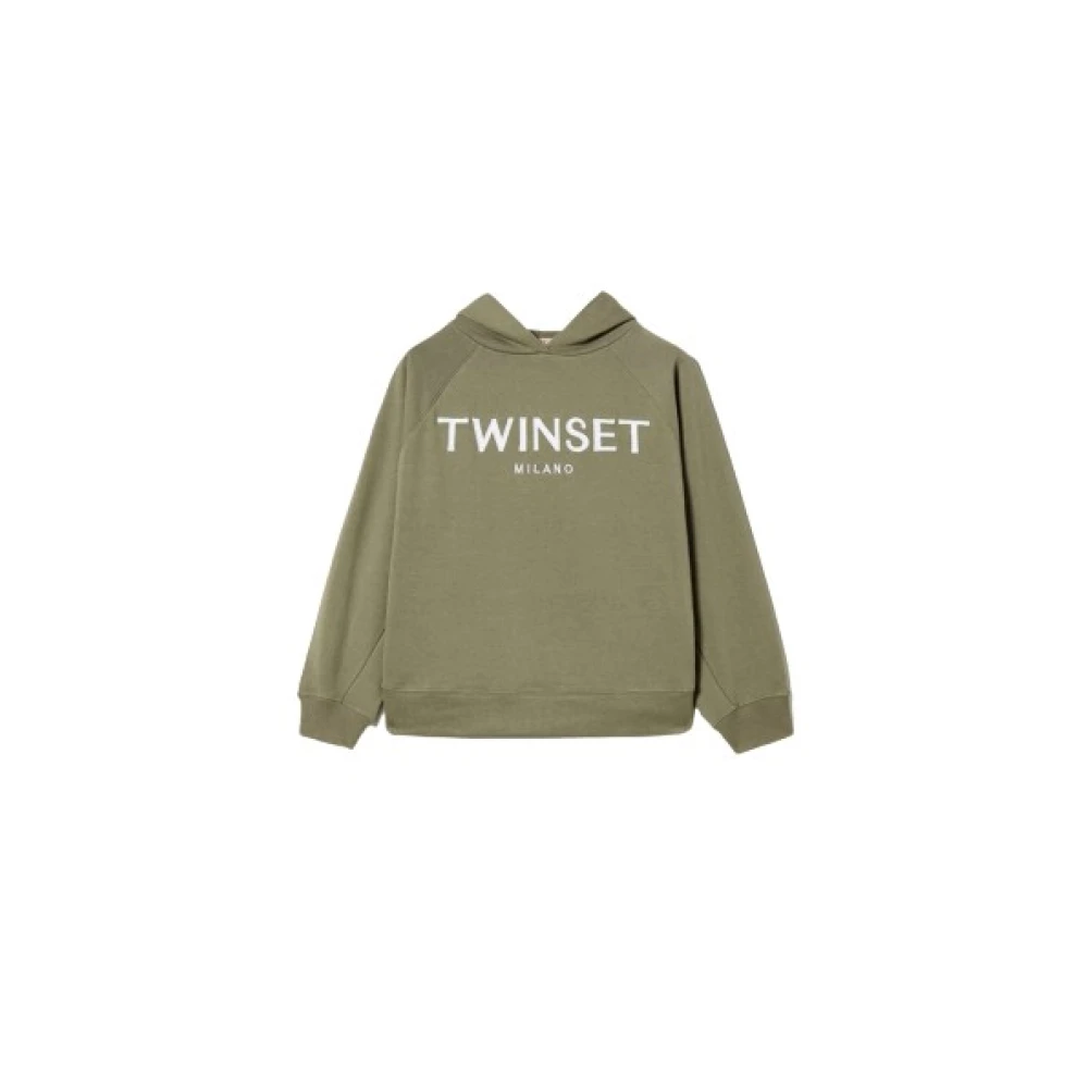 Twinset Katoenen Raglan Mouw Hoodie Green Dames