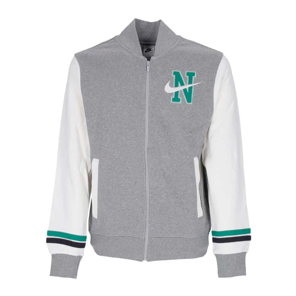 Nike Retro Fleece Varsity Jacket Sportkleding Gray Heren